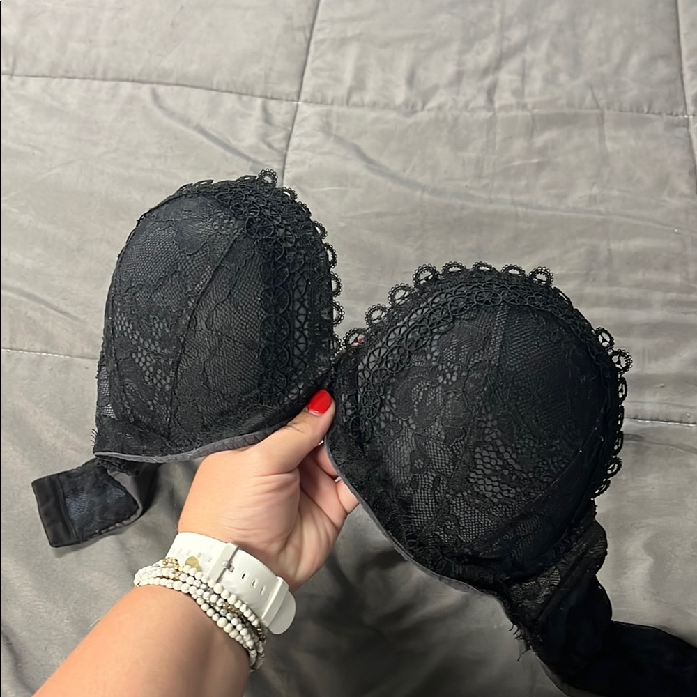 Victoria Secret Black Lace Strapless Bra